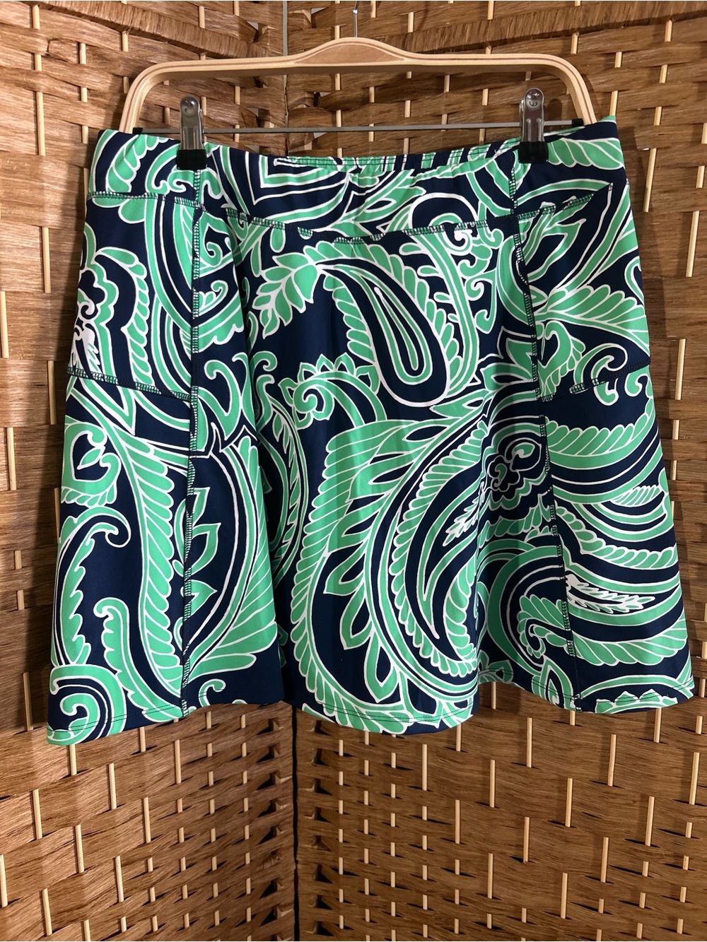 Women’s Out & About Paisley Athletic Skort Navy Green Size L Golf Tennis